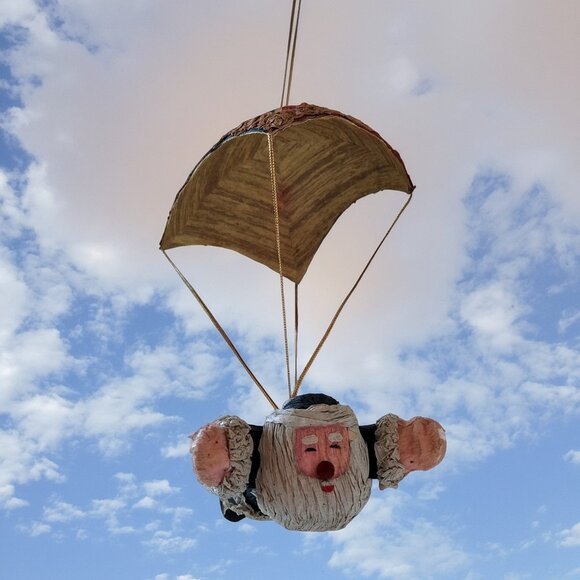 Vintage Santa Parachute Ornament – Hand-Painted Paper Mâché Whimsy! - Picture 5 of 16